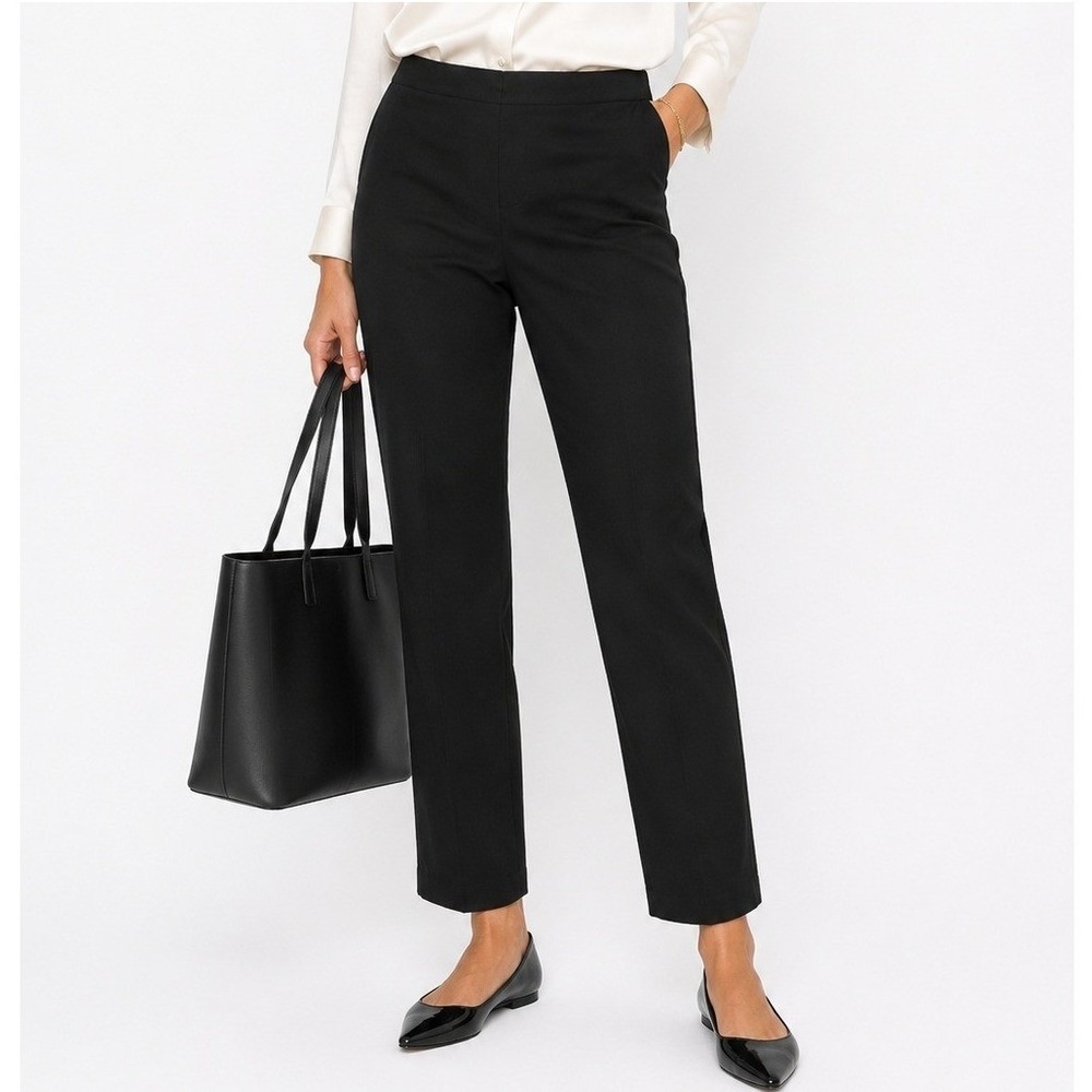 J. Jill Women's Mid Rise Casual Straight Leg Regular Fit Ankle‎ Pants Black Sz 8
